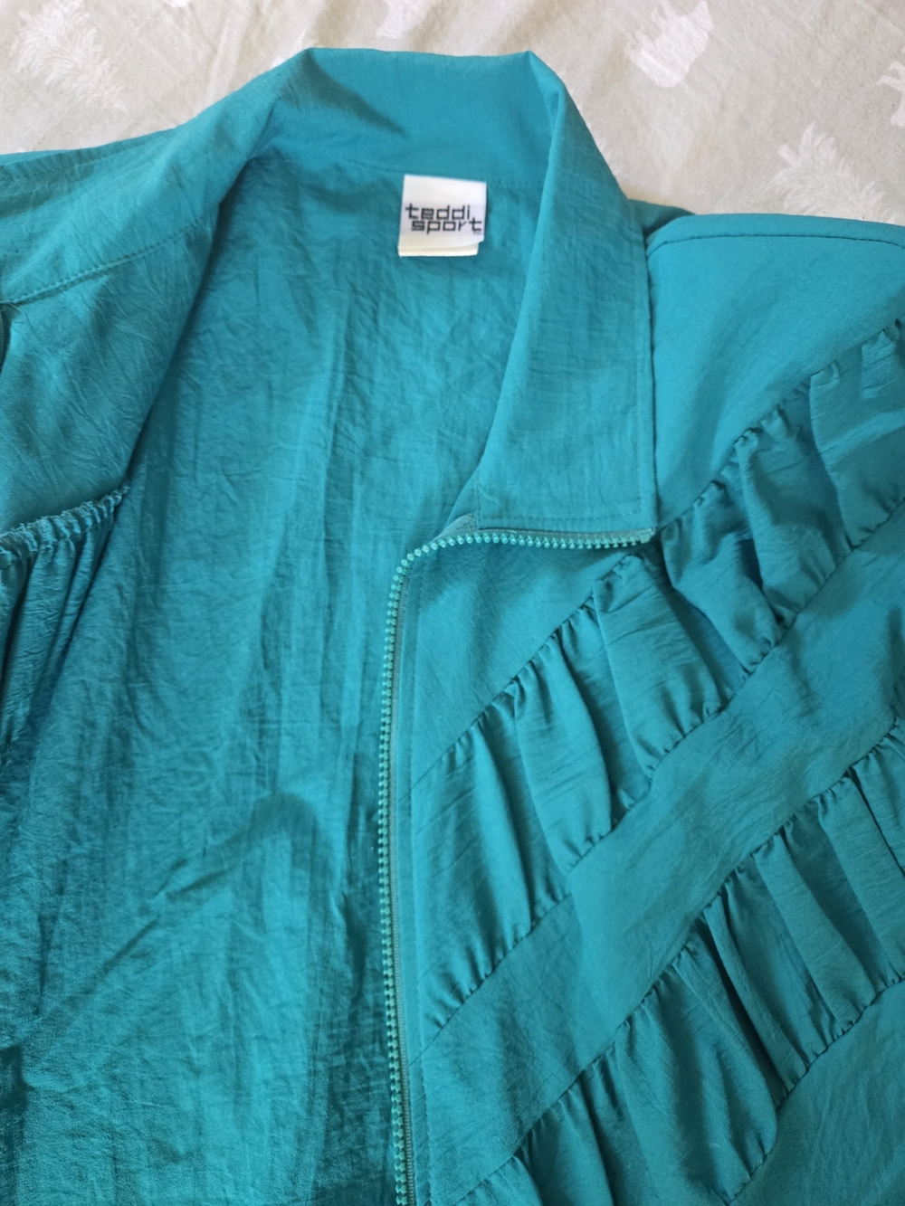 Vintage 1980s Teddi Sport Blue Polyester Full Zip Windbreaker Jacket USA - Picture 9 of 13